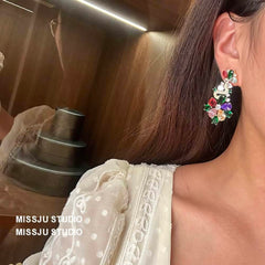 Multistone Rhinestone Dangle Statement Earrings Multicolor