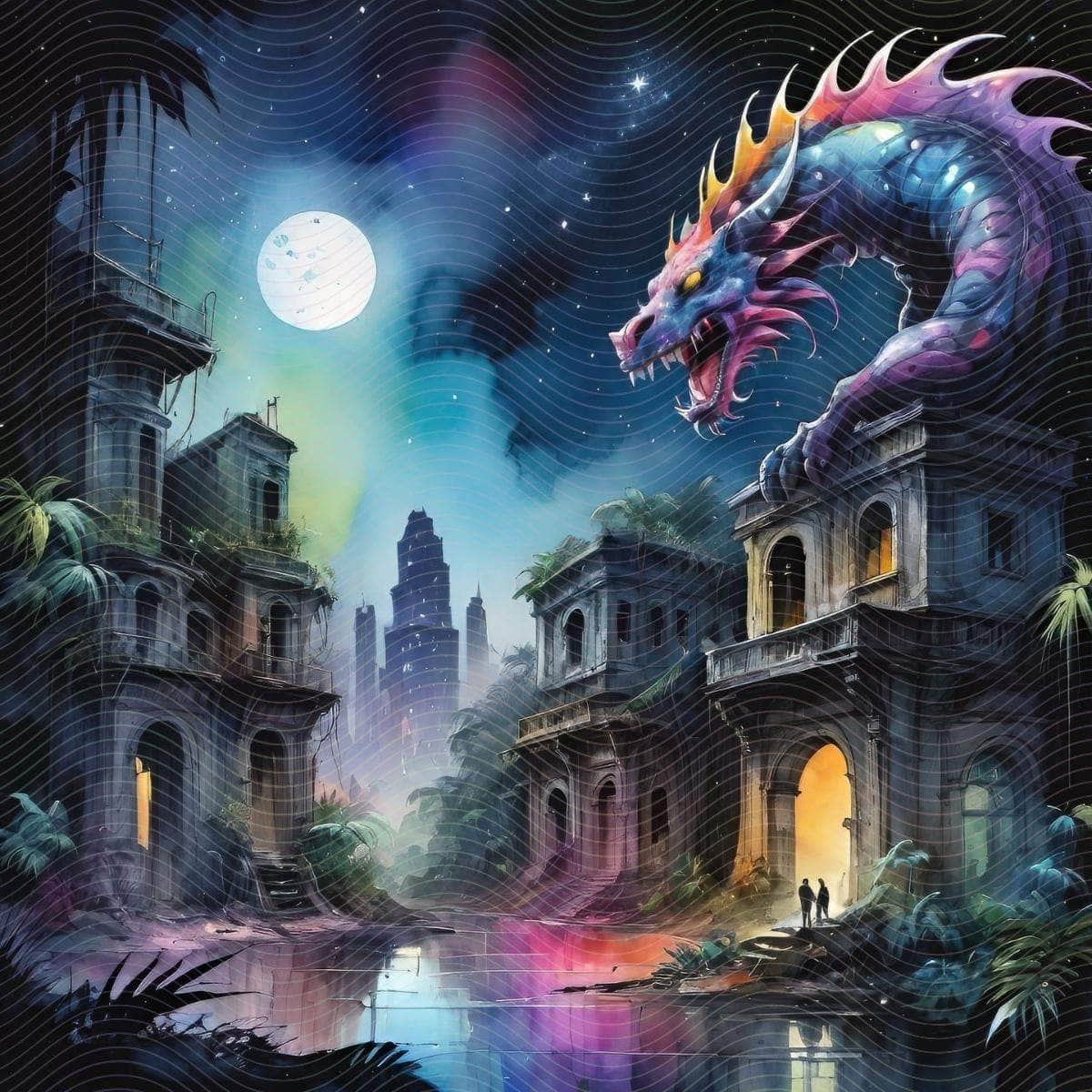 Mystical Dragon in a City