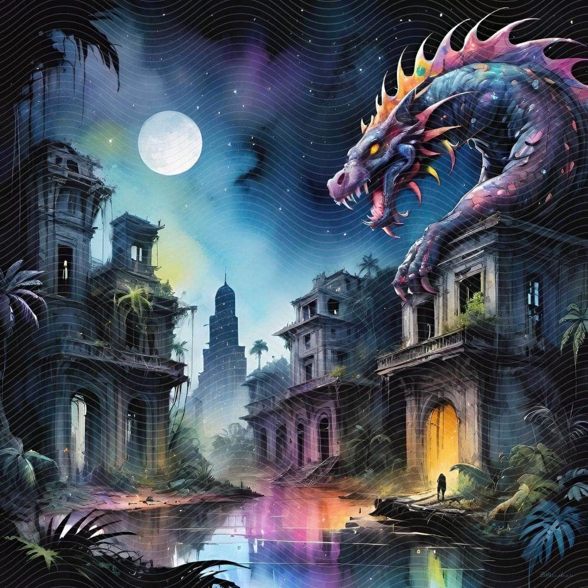 Mystical Dragon in a City