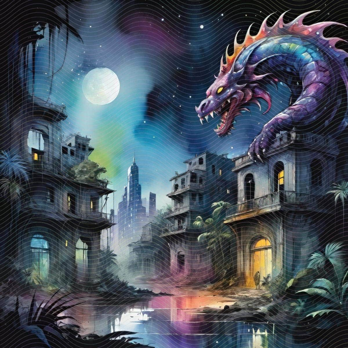 Mystical Dragon in a City