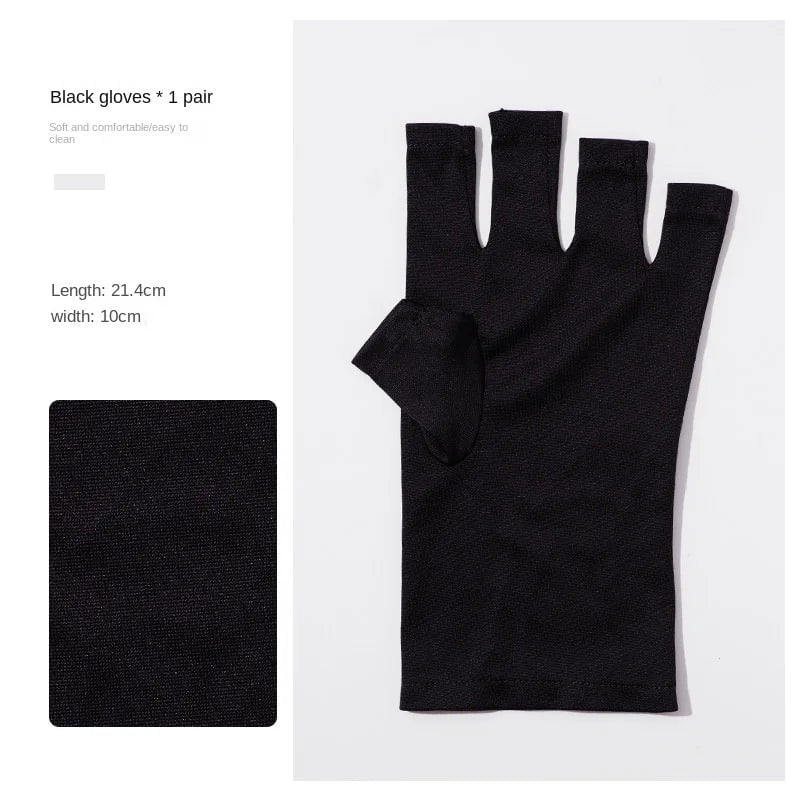 Nail Art Glove UV Protection Glove Anti UV Radiation Protection Gloves Protecter For Nail Art Gel UV LED Lamp Tool Black