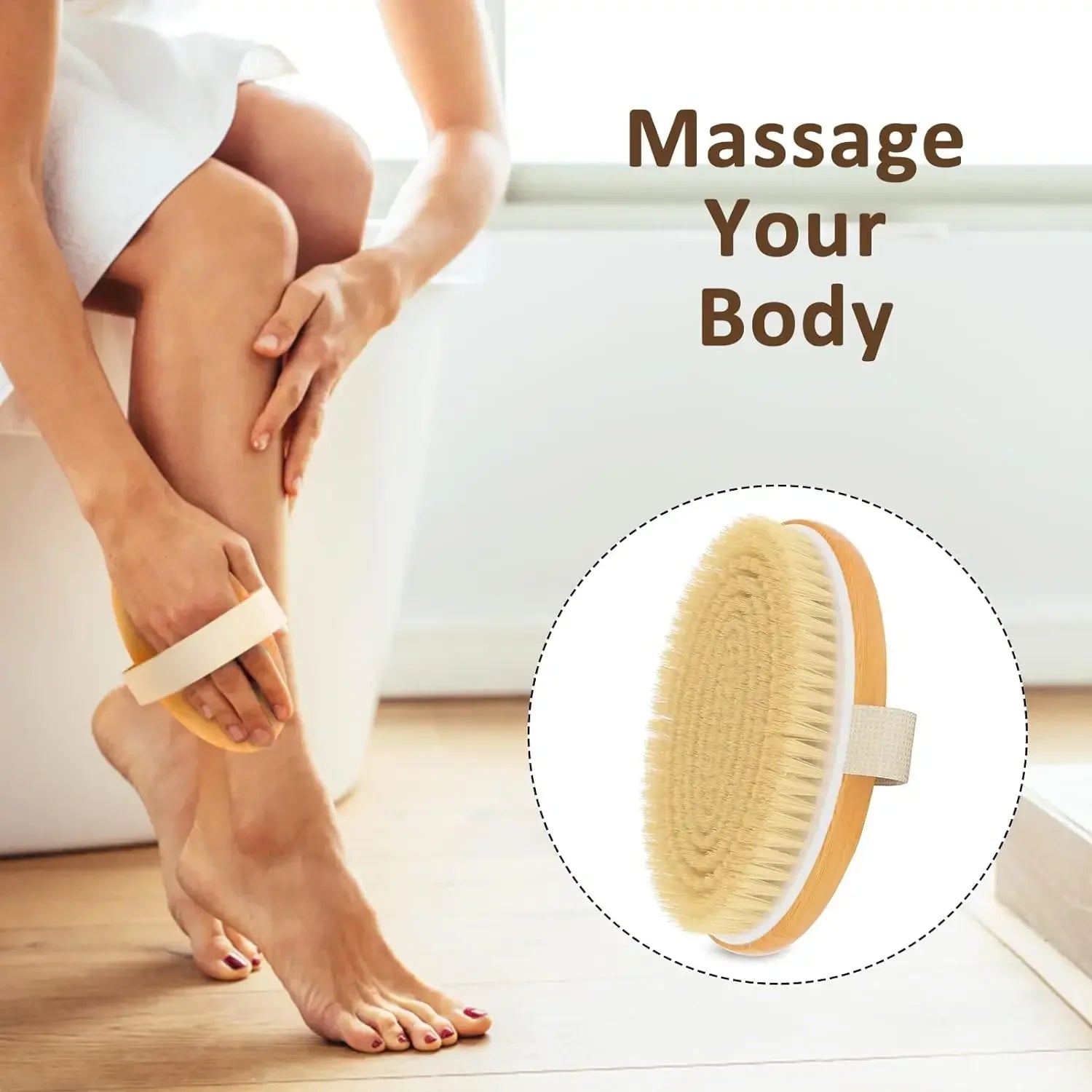 Natural Bristle Exfoliating Body Brush Champagne