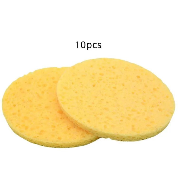 Natural Wood Pulp Face Round Makeup Remover Sponge - Cellulose Compress Cosmetic Puff for Facial Washing 10pcs FH37158401