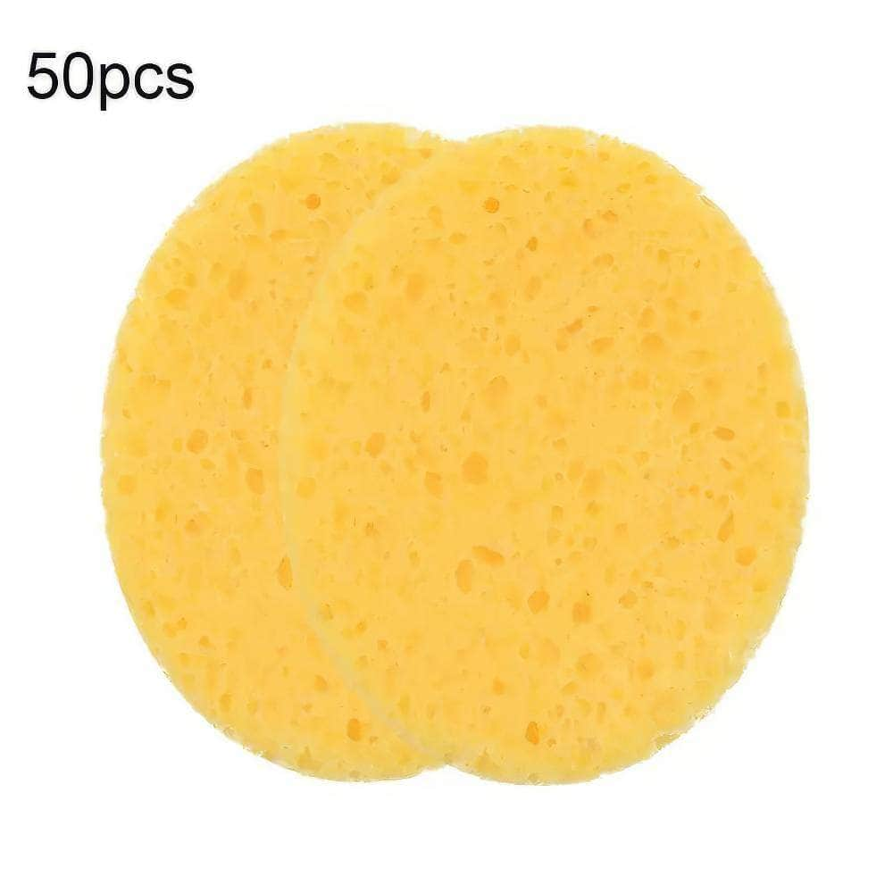 Natural Wood Pulp Face Round Makeup Remover Sponge - Cellulose Compress Cosmetic Puff for Facial Washing 50pcs FH37158403