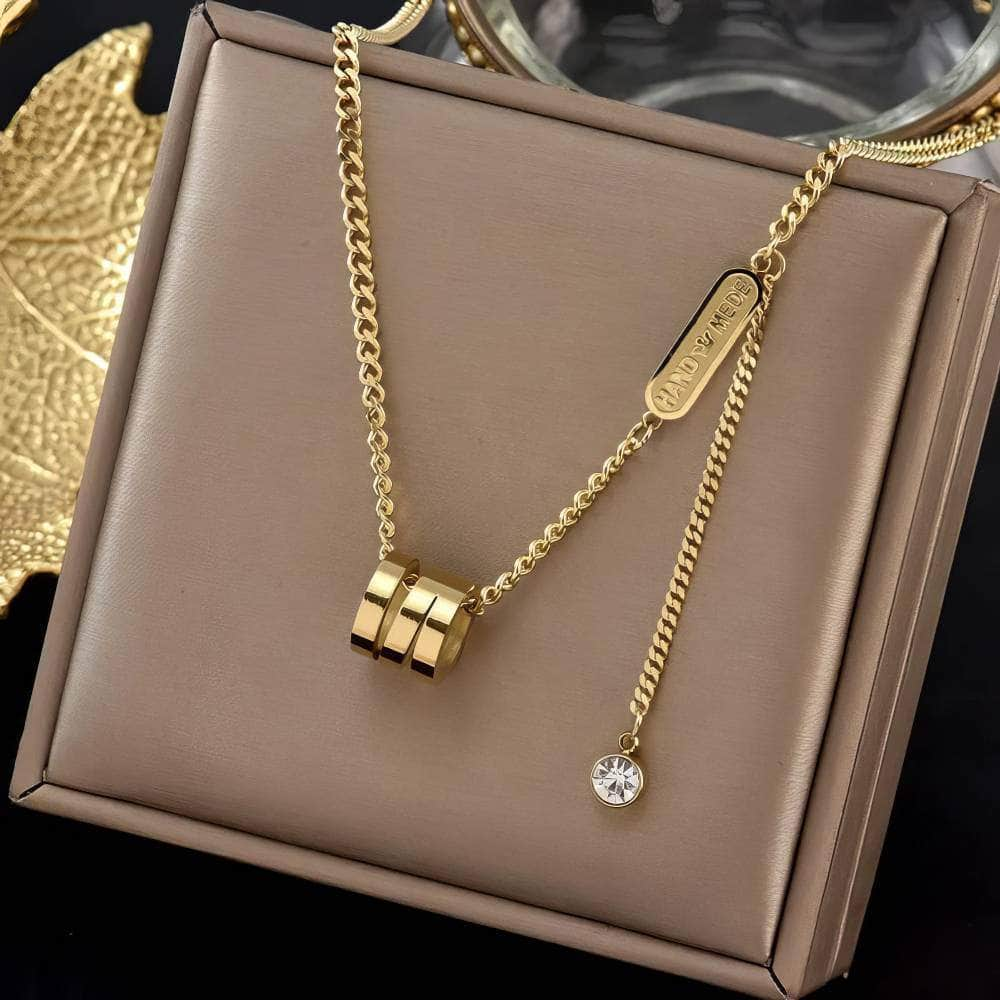 New 316L Titanium Gold Color Choker Necklace - Fashion Luxury Letter Love Heart Pendant for Women's Party BN60