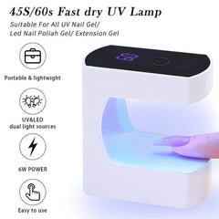 New 6LED Mini Nail Drying Lamp - UV Manicure Machine with USB Cable for Gel Nail Polish - Home and Travel Use