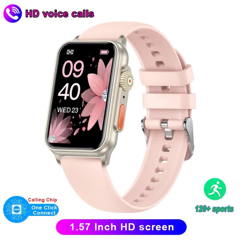 New Bluetooth Call Smartwatch: AI Voice Assistant, Fitness Tracker, 1.57 Inch HD Screen - For Android & iOS Pink 1