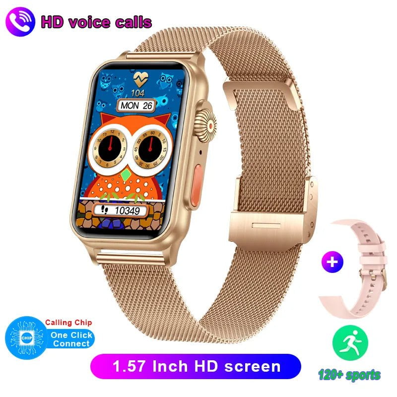 New Bluetooth Call Smartwatch: AI Voice Assistant, Fitness Tracker, 1.57 Inch HD Screen - For Android & iOS Rose gold net 1