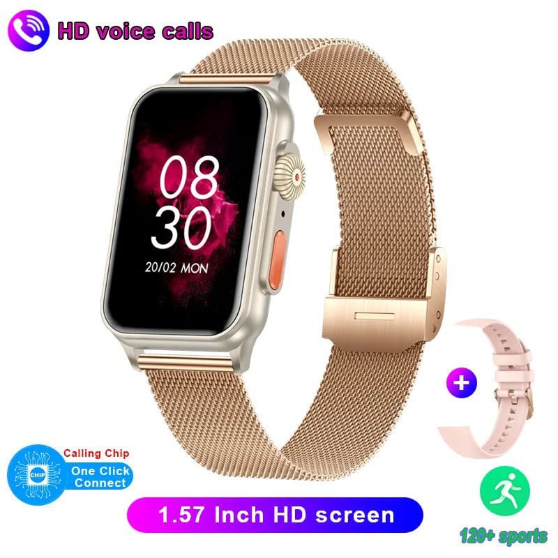 New Bluetooth Call Smartwatch: AI Voice Assistant, Fitness Tracker, 1.57 Inch HD Screen - For Android & iOS Rose gold net