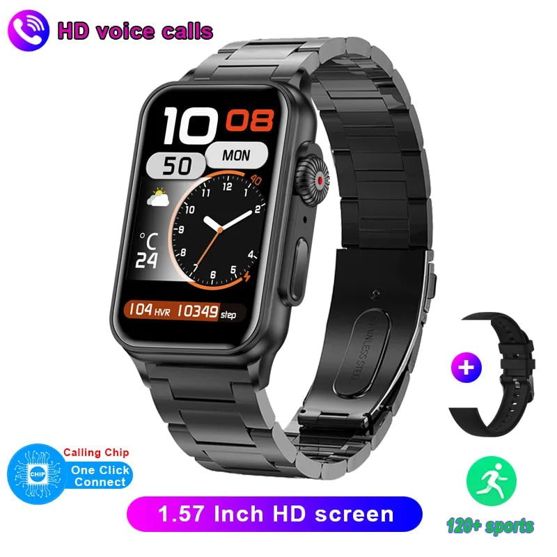 New Bluetooth Call Smartwatch with AI Voice Assistant Black Steel