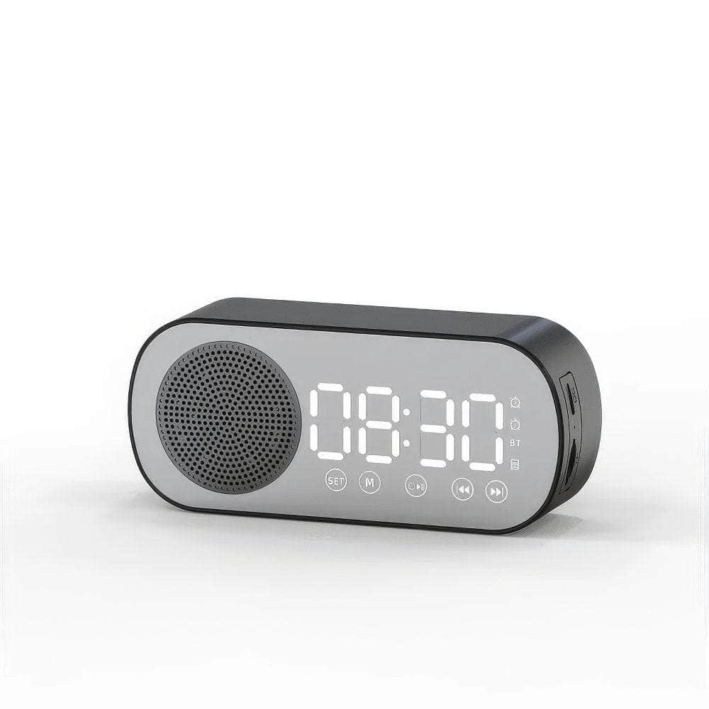 New Desk Speaker Clock: Bluetooth Speaker with FM Radio, Alarm Clock, HiFi Sound, HD Mirror Screen, TF Card Support