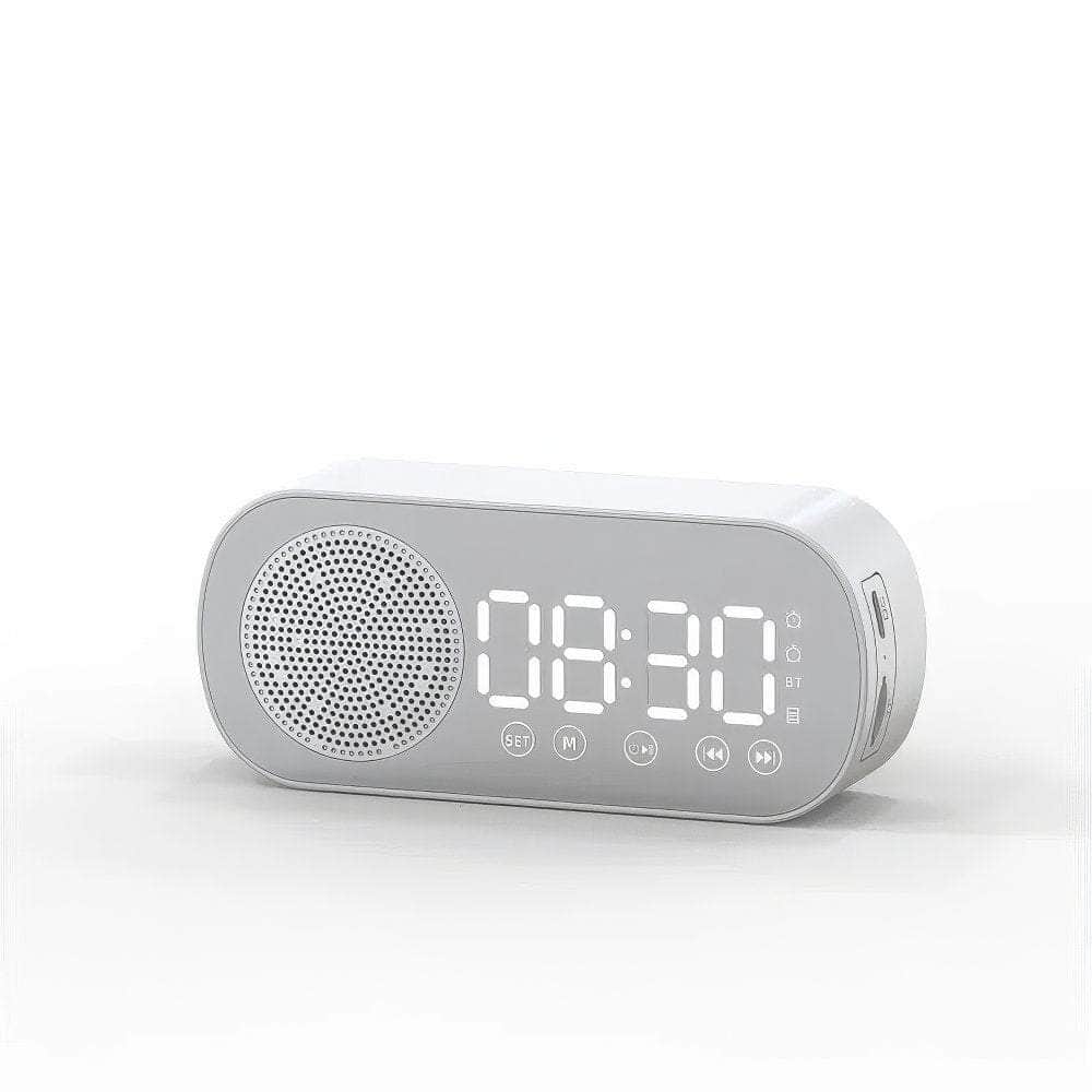 New Desk Speaker Clock: Bluetooth Speaker with FM Radio, Alarm Clock, HiFi Sound, HD Mirror Screen, TF Card Support