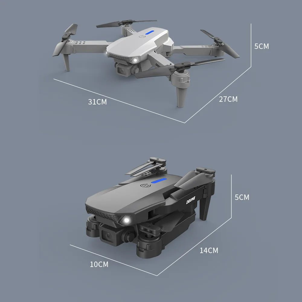 New E88Pro 4K Dual Camera RC Drone - Foldable RC Helicopter - WIFI FPV - Height Hold - Apron Included