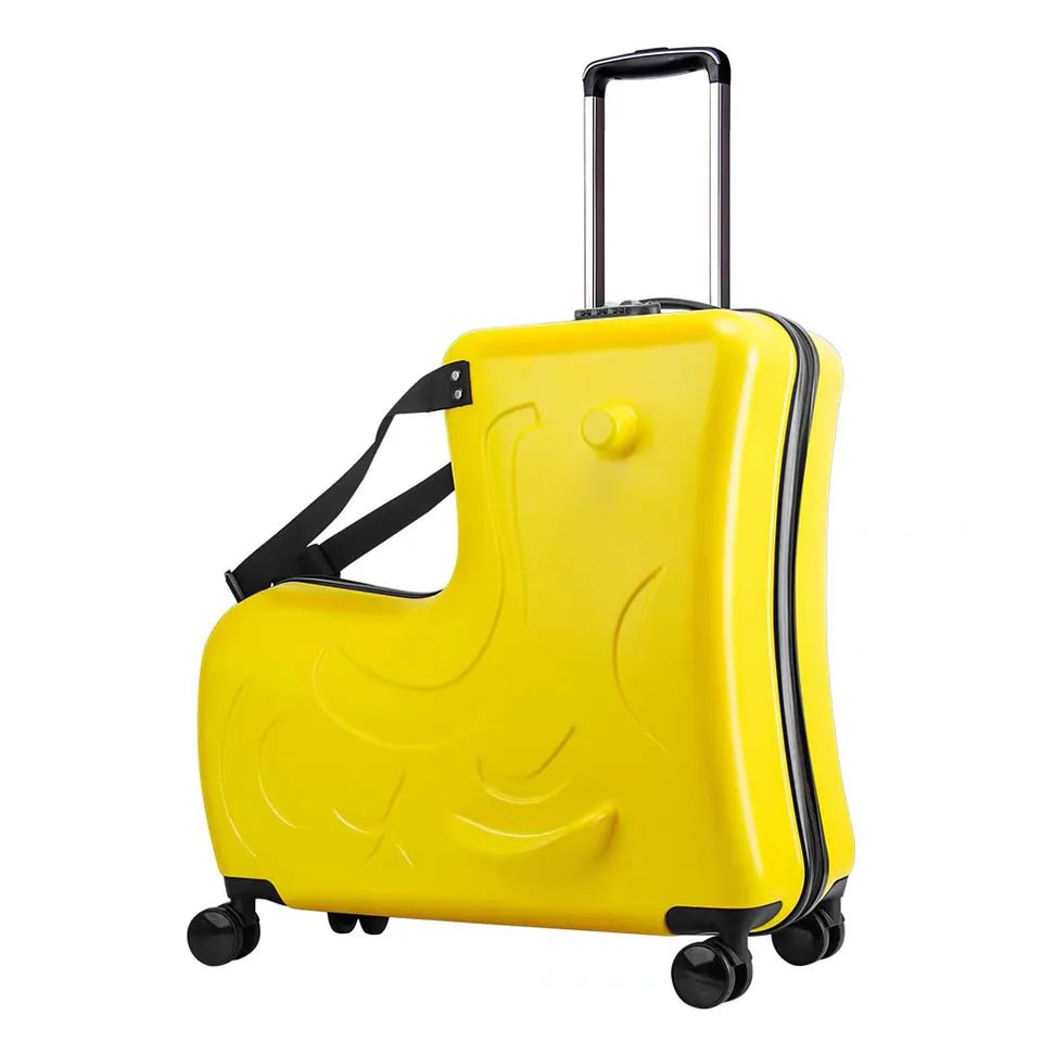 New Kids Riding Trojan Luggage - Hot Boys Girls Travel Trolley Alloy, Children Sitting Rolling Suitcase with Spinner Wheels yellow / 20"