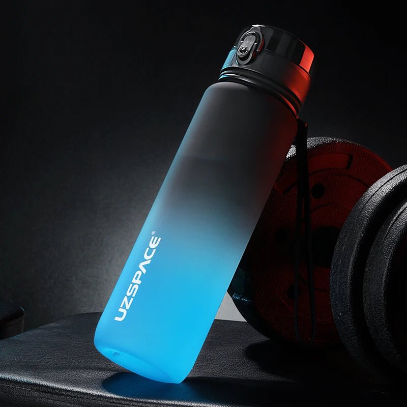 New Leak-proof Sports Water Bottle - BPA Free, Portable, Shaker Design, Available in 500ml, 800ml, and 1000ml, Ideal for Gym, Sports, and Travel Black and Blue / 0.35L