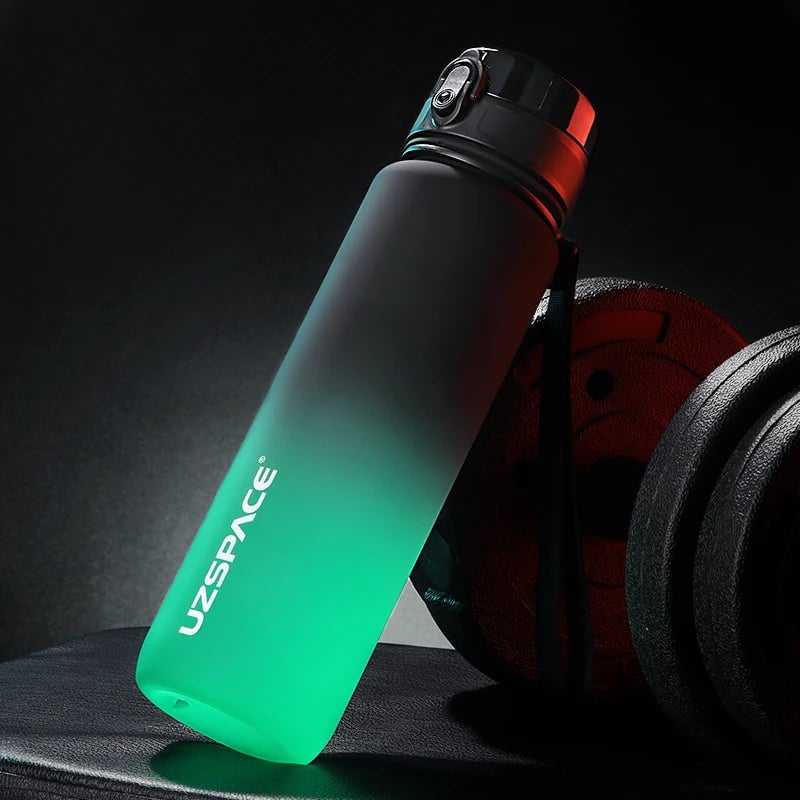 New Leak-proof Sports Water Bottle - BPA Free, Portable, Shaker Design, Available in 500ml, 800ml, and 1000ml, Ideal for Gym, Sports, and Travel Black and Green / 0.35L
