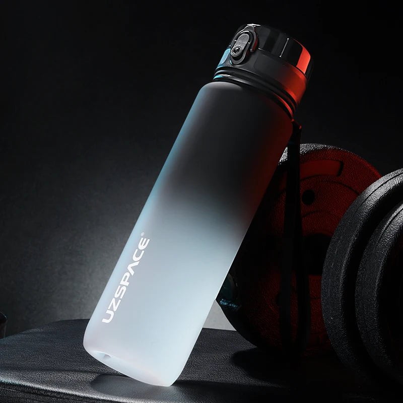 New Leak-proof Sports Water Bottle - BPA Free, Portable, Shaker Design, Available in 500ml, 800ml, and 1000ml, Ideal for Gym, Sports, and Travel Black and White / 0.35L