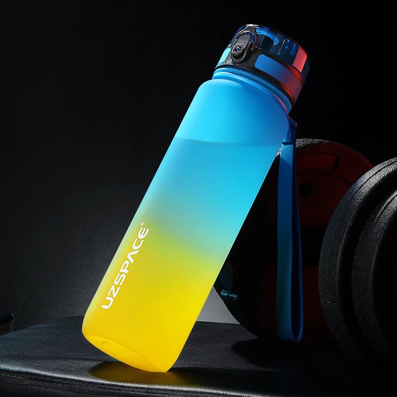 New Leak-proof Sports Water Bottle - BPA Free, Portable, Shaker Design, Available in 500ml, 800ml, and 1000ml, Ideal for Gym, Sports, and Travel Blue and Yellow / 0.35L