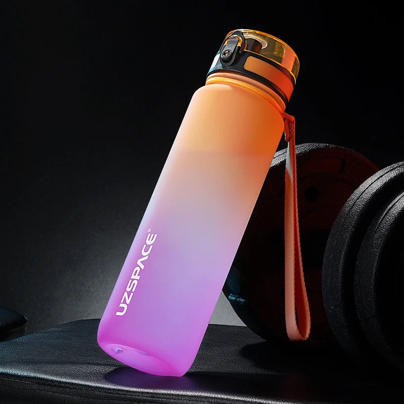 New Leak-proof Sports Water Bottle - BPA Free, Portable, Shaker Design, Available in 500ml, 800ml, and 1000ml, Ideal for Gym, Sports, and Travel Orange and purple / 0.35L