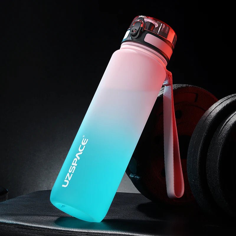 New Leak-proof Sports Water Bottle - BPA Free, Portable, Shaker Design, Available in 500ml, 800ml, and 1000ml, Ideal for Gym, Sports, and Travel Pink and Cyan / 0.35L