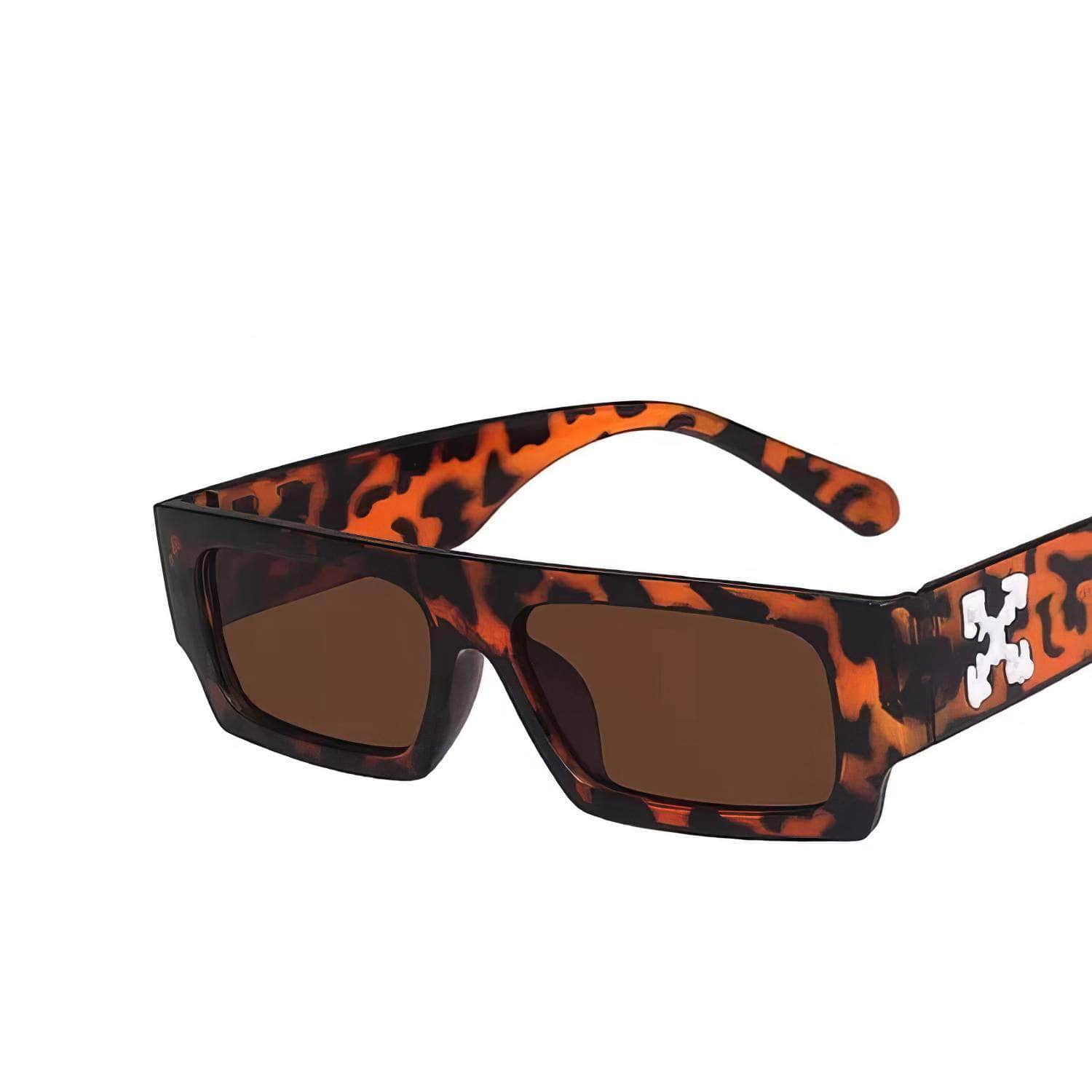 New Luxury Brand Rectangle Sunglasses Leopard Tan / Resin