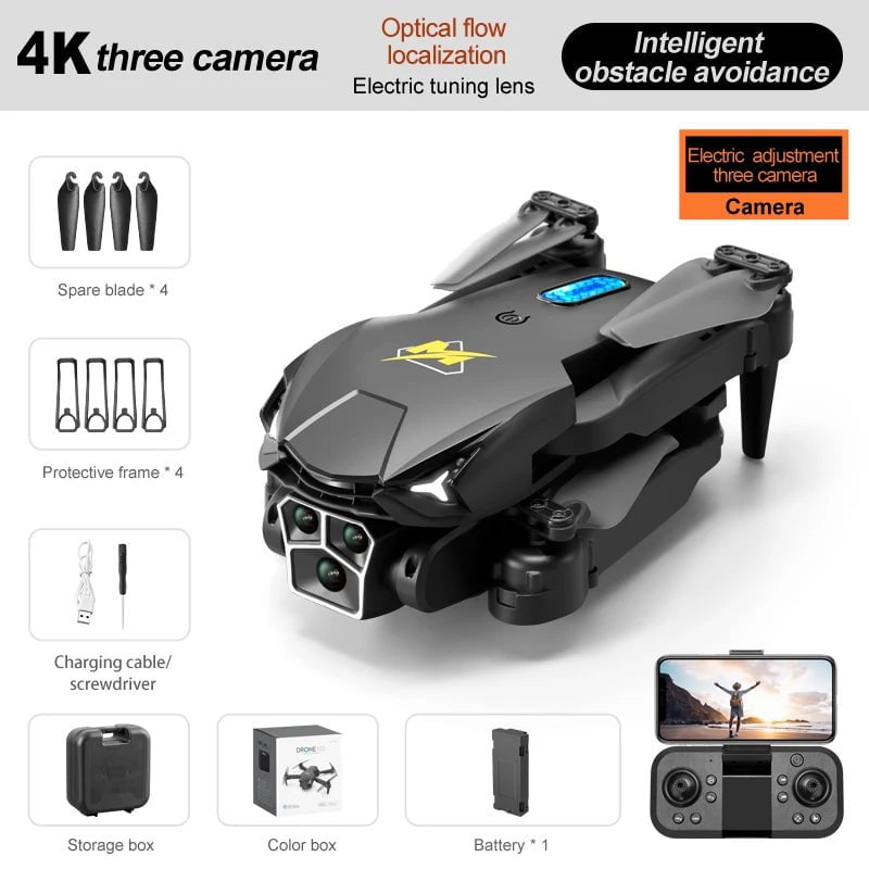 New M3 Mini 4K Three-Camera Drone - Obstacle Avoidance - Aerial Photography M3-Black-4K-1B