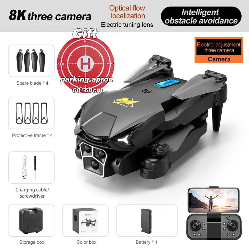 New M3 Mini 4K Three-Camera Drone - Obstacle Avoidance - Aerial Photography M3-Black-8K-1B