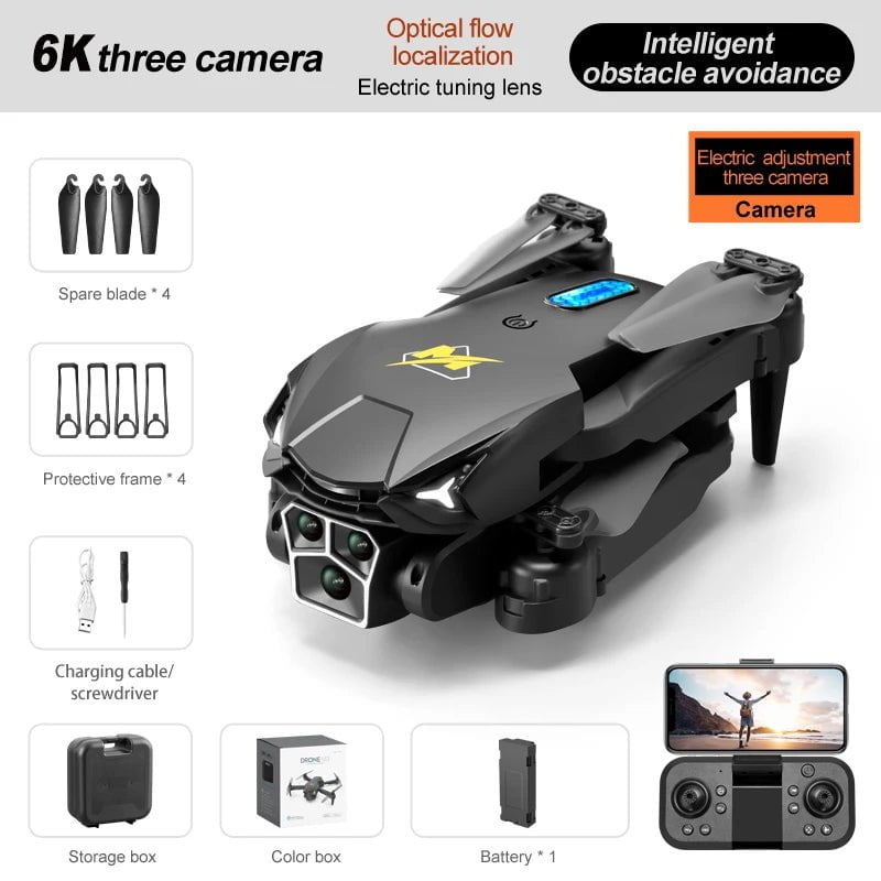 New M3 Mini Drone: 4K Three-Camera, Obstacle Avoidance, Aerial Photography M3-Black-6K-1B