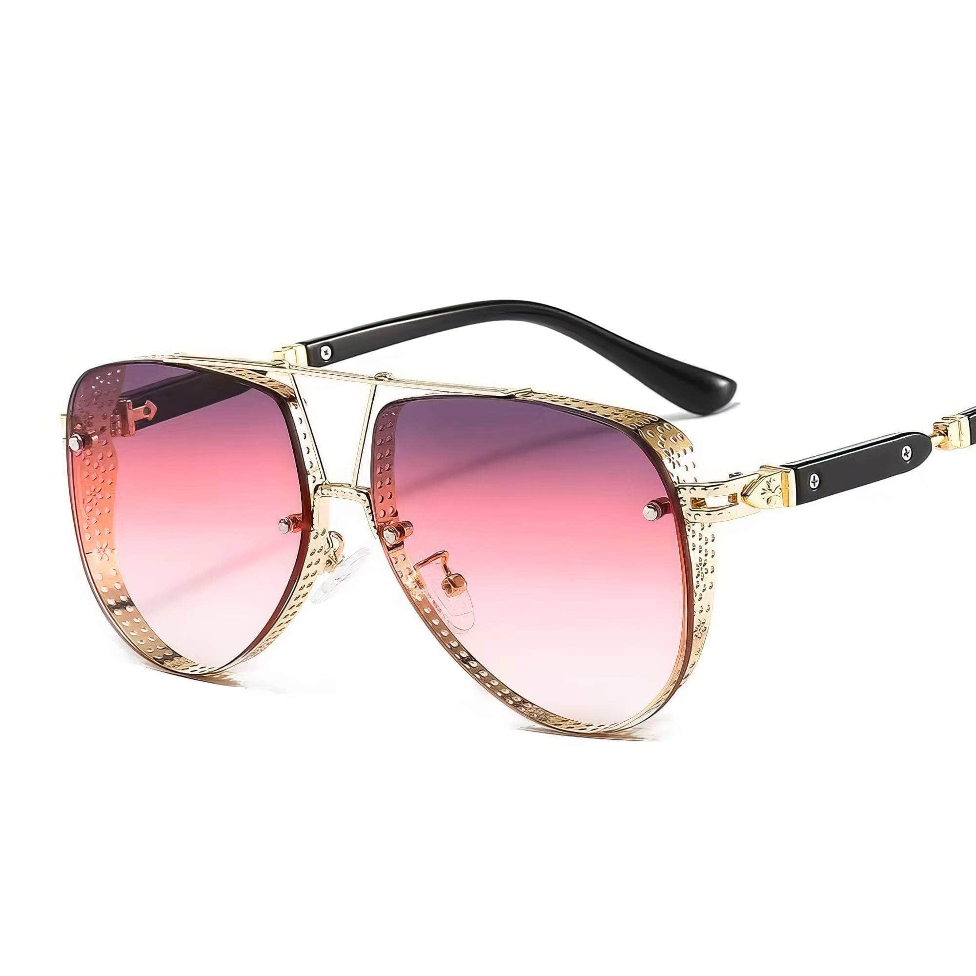 New Metal Grid Sunglasses Pink