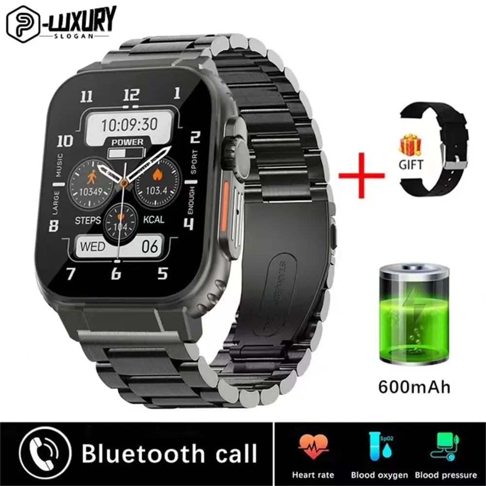 New Smart Watch for Men: 1.39 Inch Full Touch Bracelet, Fitness Tracker, Sports Watches, Bluetooth Call - Smart Clock Men Smartwatch Black steel strip