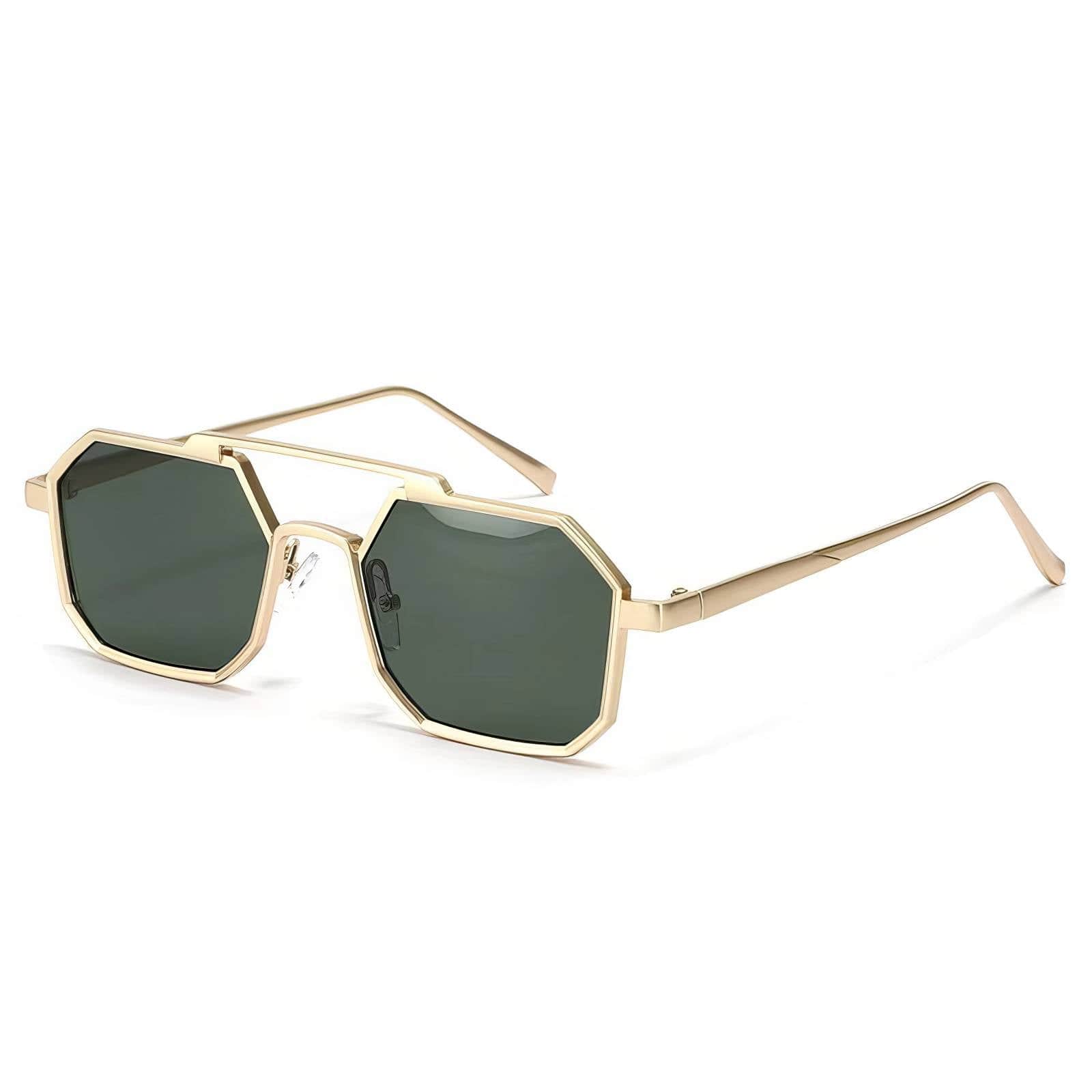 New Square Double Beam Sunglasses Green / Resin