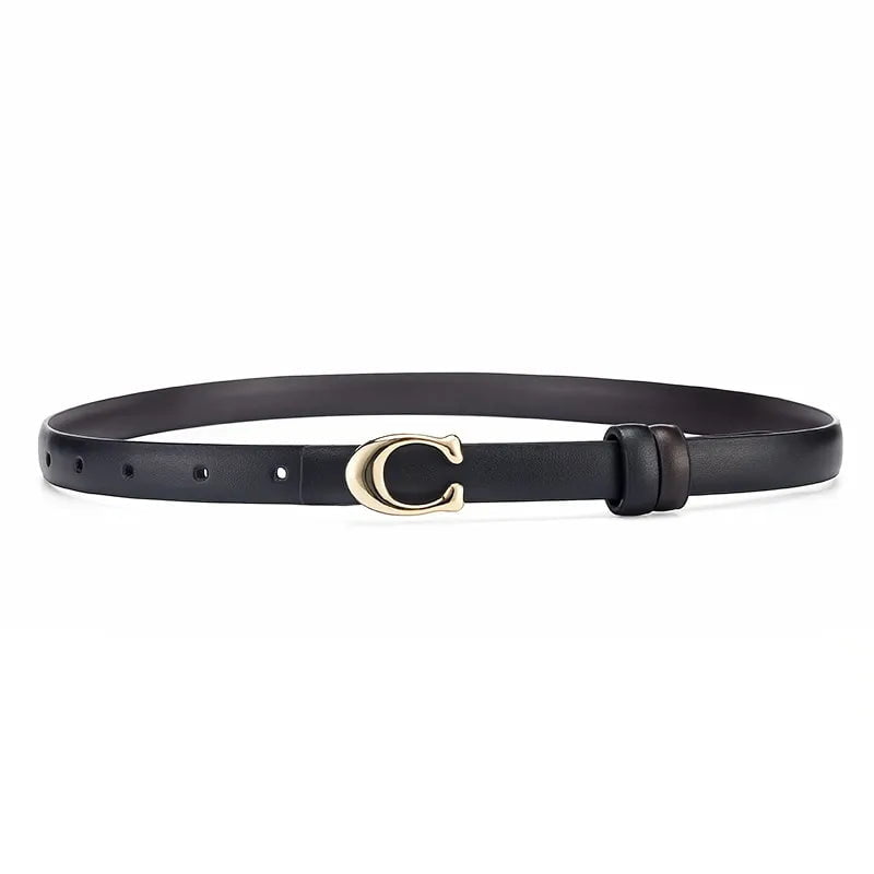 New Women's Fashion C-shaped Buckle Thin Belt - Detachable Double-Sided Denim, Ideal Gift for Mothers and Girlfriends black / 110cm