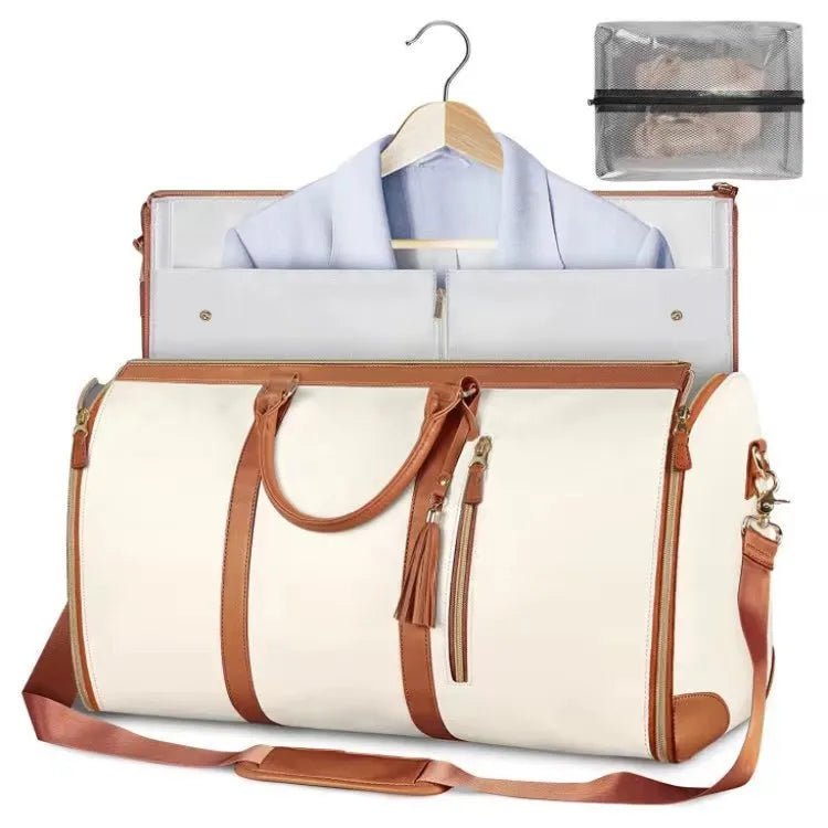 New Women's Large PU Folding Suit Storage Bag cream