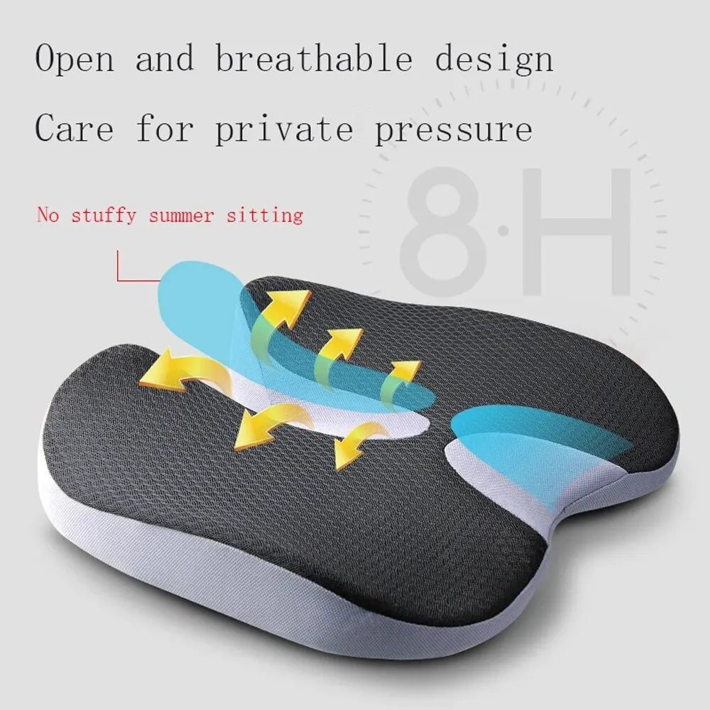 Non-Slip Orthopedic Memory Foam Cushion for Tailbone and Sciatica Relief - Prostate Cushion for Comfort in Chair and Car Seat