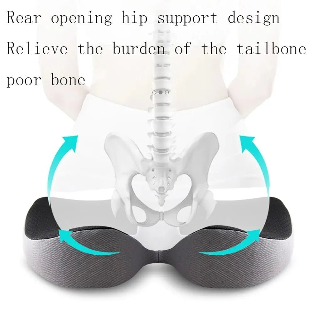 Non-Slip Orthopedic Memory Foam Cushion for Tailbone and Sciatica Relief - Prostate Cushion for Comfort in Chair and Car Seat