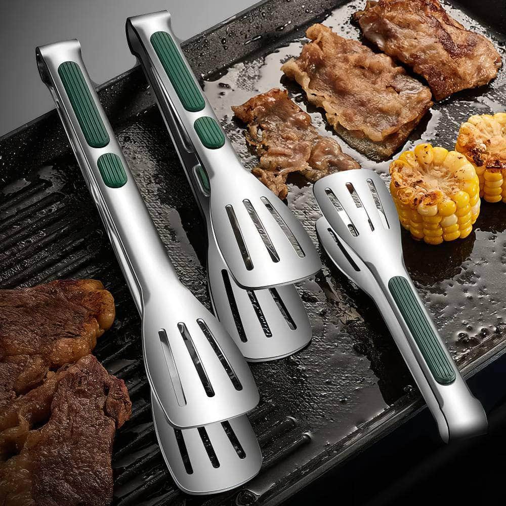 Non-Slip Stainless Steel Food Tongs - Multipurpose Buffet Clamp for Barbecue Grill, Cooking, and Kitchen Accessories