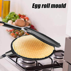 Non-Stick Egg Roll Baking Pan: Waffles, Cakes, Ice Cream Cones - Bakeware for Omelet Mold black