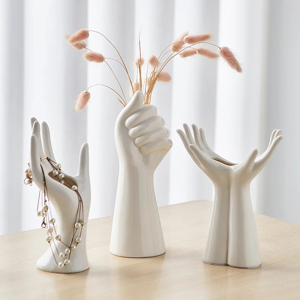 Nordic Ceramic Hand Vase - Home, Office, Living Room Decor