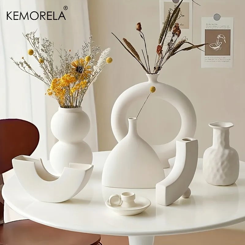 Nordic Circular Hollow Ceramic Vase Home Decor Gift