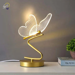 Nordic LED Table Lamp: Switch Button, Bedroom Bedside Light, Living Room Restaurant Decor, Butterfly Desk Lamp