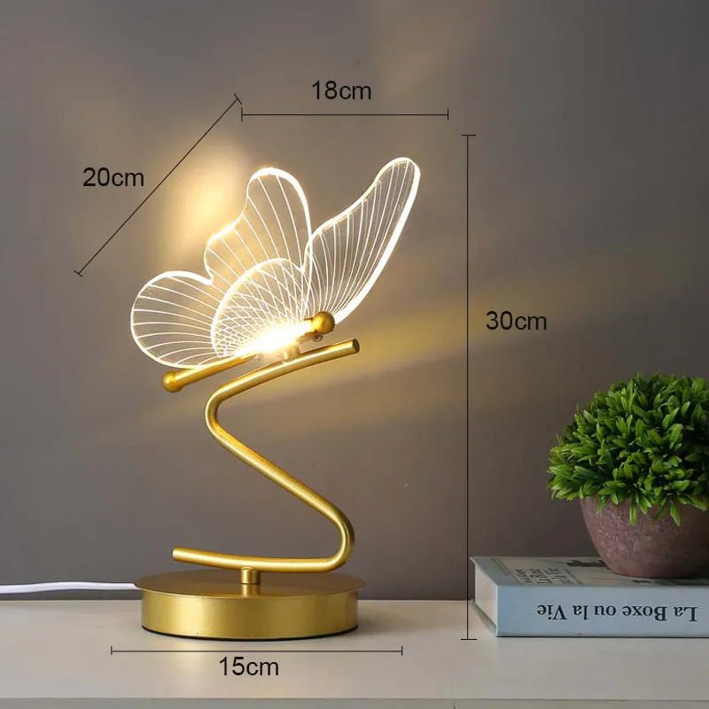Nordic LED Table Lamp: Switch Button, Bedroom Bedside Light, Living Room Restaurant Decor, Butterfly Desk Lamp US plug / Switch Button / 3 Light Color