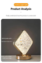 Nordic Luxury Crystal Star Bedroom Lamp: Romantic Bedside Table Lamp with Rechargeable Touch Switch Night Lights