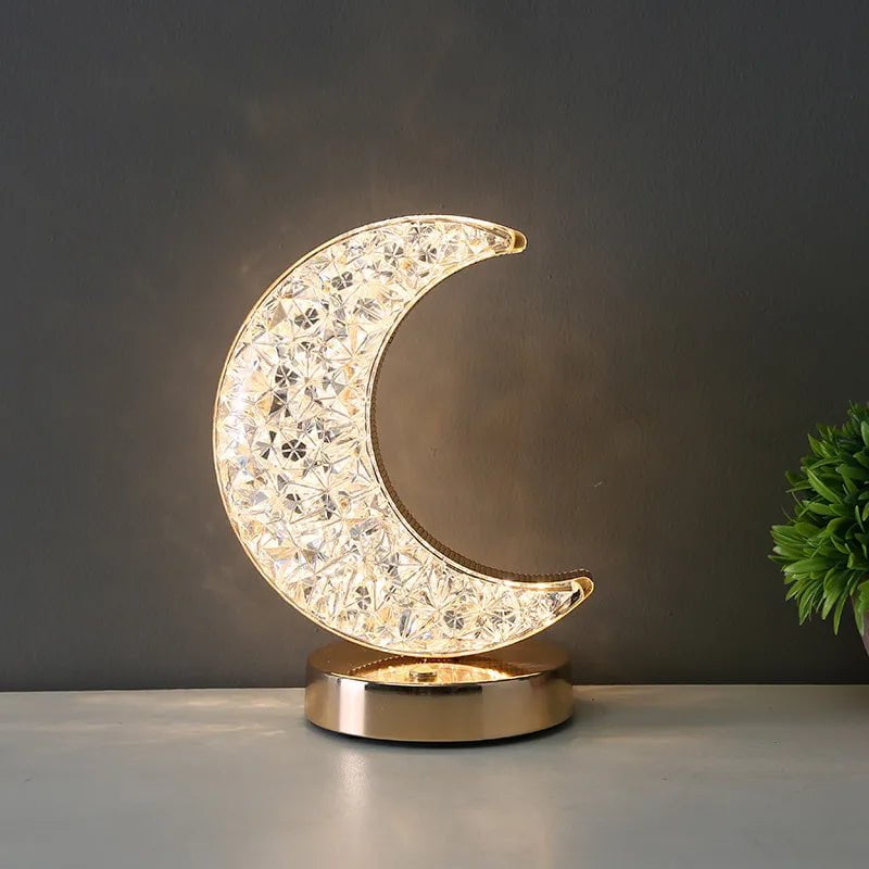 Nordic Luxury Crystal Star Bedroom Lamp: Romantic Bedside Table Lamp with Rechargeable Touch Switch Night Lights moon table lamp