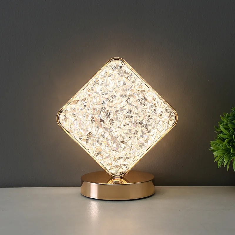 Nordic Luxury Crystal Star Bedroom Lamp: Romantic Bedside Table Lamp with Rechargeable Touch Switch Night Lights square desk lamp