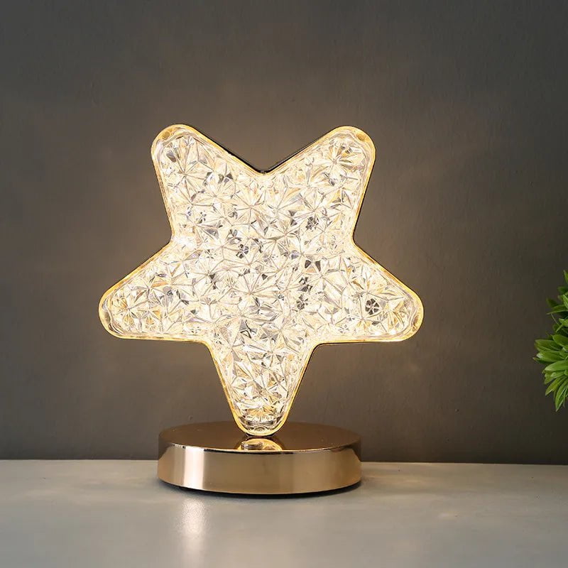 Nordic Luxury Crystal Star Bedroom Lamp: Romantic Bedside Table Lamp with Rechargeable Touch Switch Night Lights star table lamp