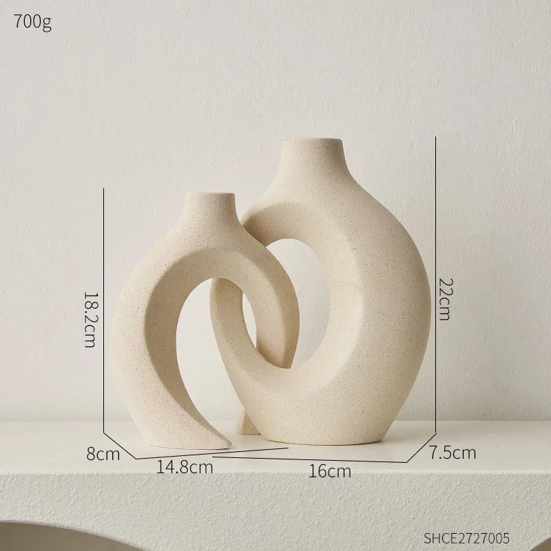 Nordic Style Ceramic Vase: Home and Office Decor, Shelf Accessories 2pcs-white
