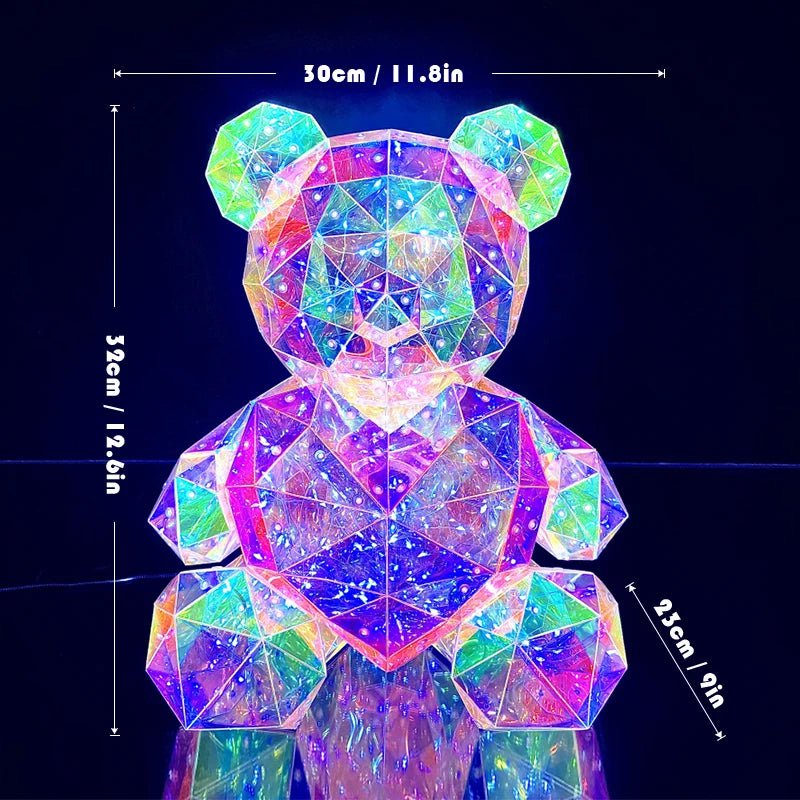 Novelties Christmas Gift LED Luminous Teddy Bear - Iridescent Holographic Plastics Bear Toy pink heart bear / CHINA