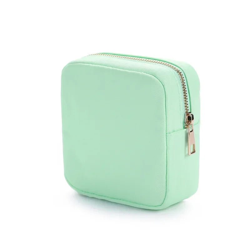 Nylon Mini Makeup Bag Waterproof Zipper Pouch Light Green