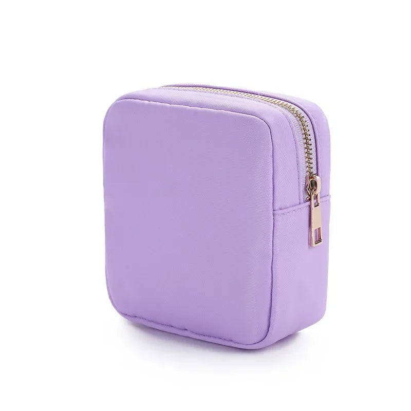 Nylon Mini Makeup Bag Waterproof Zipper Pouch Purple
