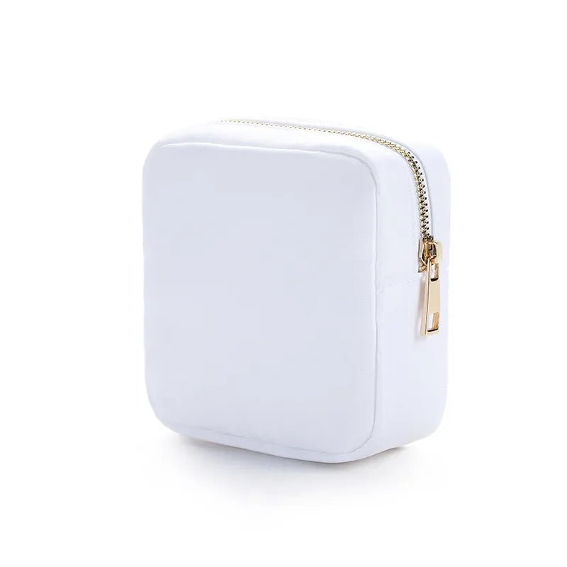 Nylon Mini Makeup Bag Waterproof Zipper Pouch White